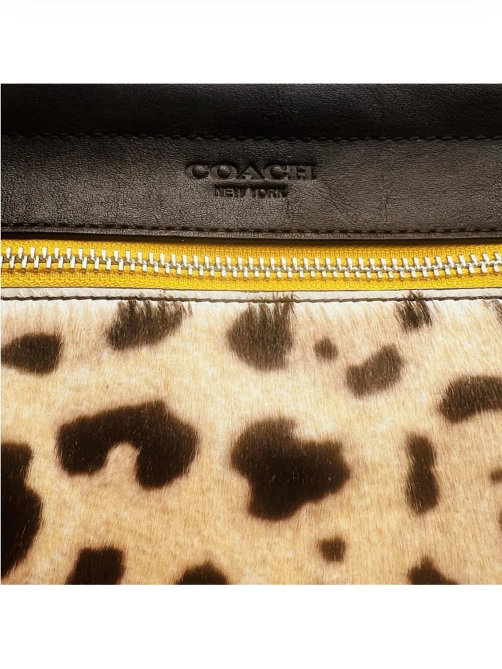 NWT Coach Legacy Ocelot Zipper Clutch/Wristlet Leopard Calf Hair Leather Brown - Picture 2 of 7